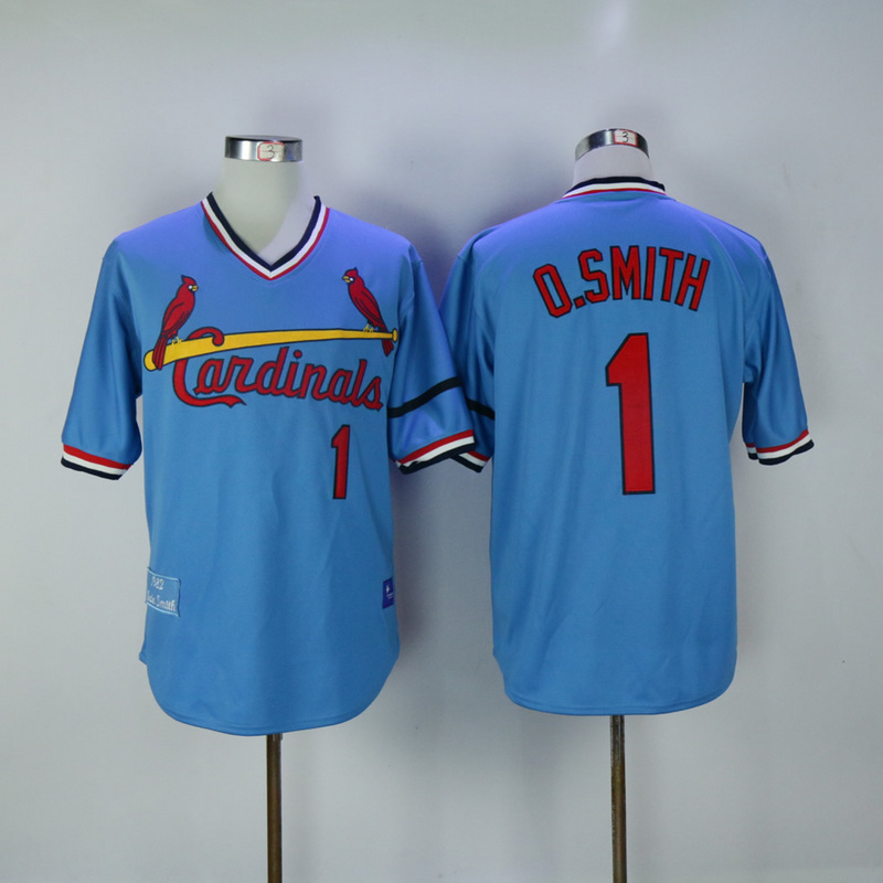 2017 MLB St. Louis Cardinals #1 O.Smith Blue Throwback Jerseys